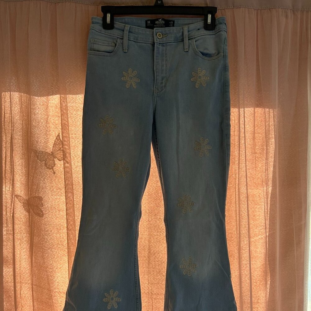 Hollister 9R Jeans Floral Stitching Flare